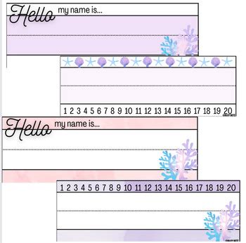 Pastel Ocean-Themed Name tags by Busy Betz | TPT