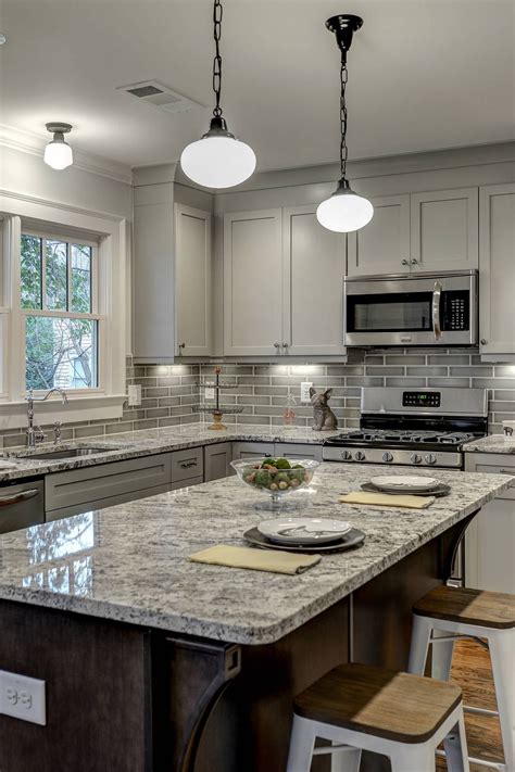 Grey Kitchen Cabinets And Backsplash