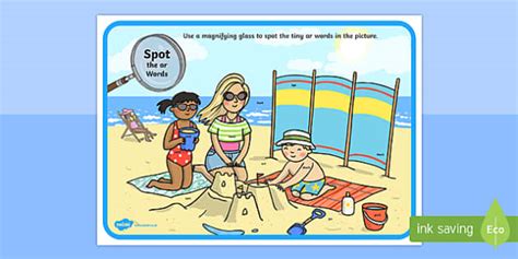 Phase 3 ar Words Beach Scene Magnifying Glass Worksheet / Worksheet ...
