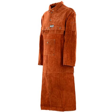 QeeLink Leather Welding Work Apron with Sleeve - Heavy Duty Leather ...