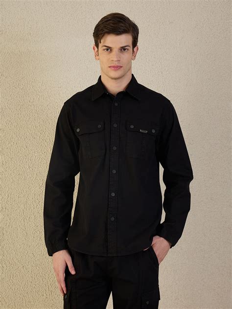 Shop Iconic Men Black Solid Collared Shirt Online – Iconic India