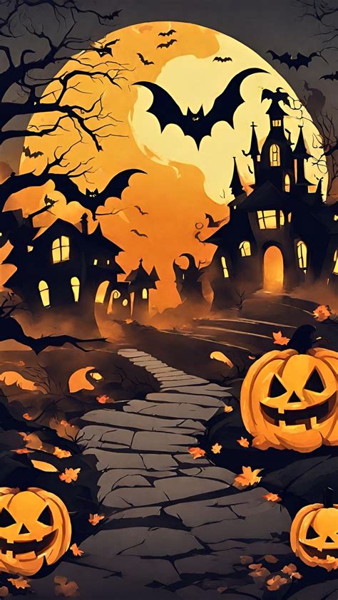 Halloween Vibes Wallpaper | Spooky Pumpkin and Full Moon
