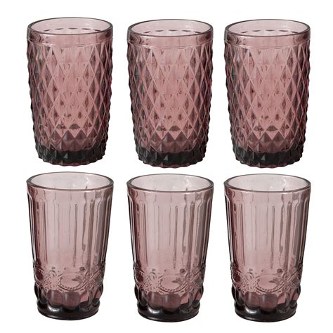 WHW Whole House Worlds Baroque Highball Tumbler Glasses, Set of 6, Pale ...