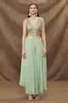 Buy Green Georgette, Chiffon Sequins, Beads Plunge Mint Tie And Dye ...
