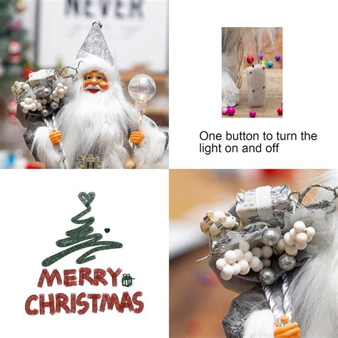 Buy 13.8inch Santa Claus Figurines with Lighting Walking Stick ...
