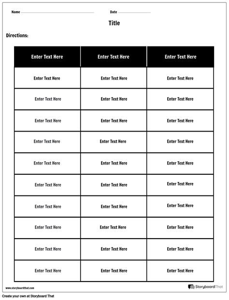 Simple Table Worksheet Template with 3 Columns - Worksheets Library