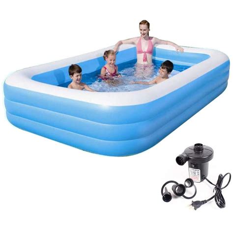 Buy SWAMEY Blue Rectangular Inflatable Plastic Swimming Pool/Bath Tub ...