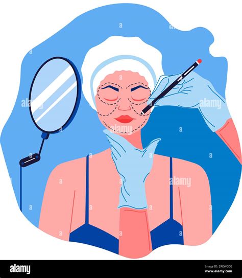 Plastic surgery and lifting, contouring face shape Stock Vector Image & Art - Alamy