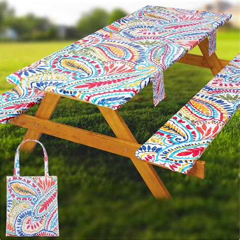 Amazon.com : Fitted Picnic Table Cover with Bench Covers Waterproof ...