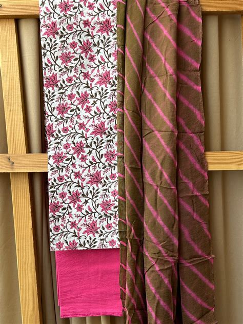 Cotton Dress Material with Lehariya Chiffon Dupatta – RKG SHOPPING