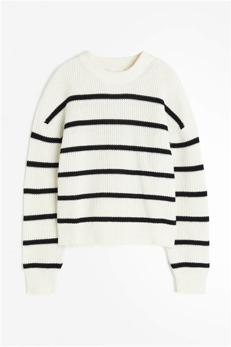 Women's Cream/black striped Sweater | H&M CA