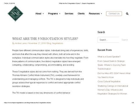 What Are the 5 Negotiation Styles - Shapiro Negotiations - WHAT ARE THE ...