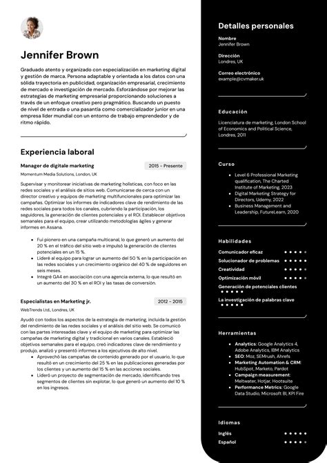 Resume In Spanish Example