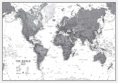 Earth World Map Black And White - Hayley Drumwright