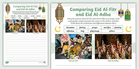 KS2 Comparing Eid Al-Fitr and Eid Al-Adha Worksheet