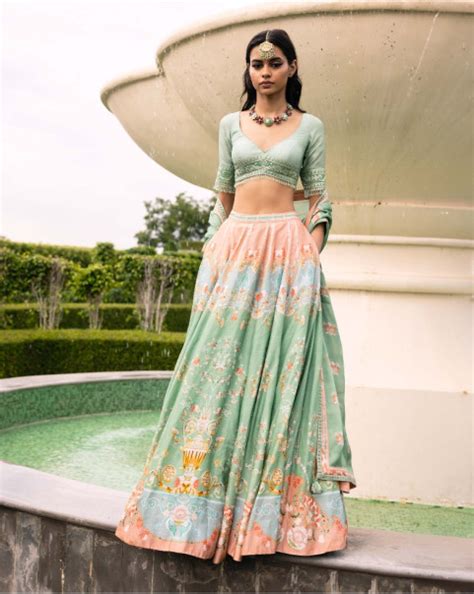 Shop for multicoloured printed lehenga set online
