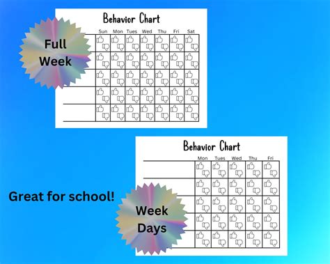 Image result for Weekly Behavior Chart Printable