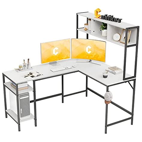 Buy CubiCubi L-Shaped Desk with Hutch, 60 Corner Computer Desk, White ...