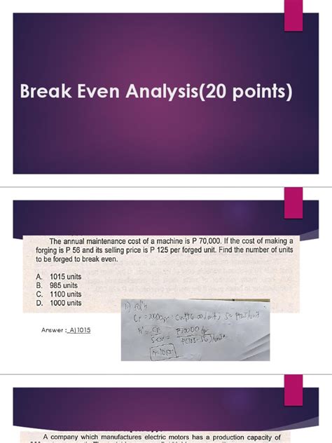 Image result for Break-Even Analysis Practice Questions