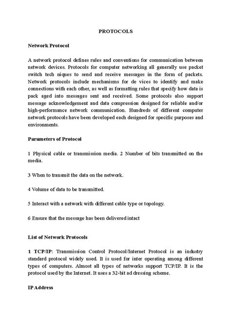 Unit1B-TCP-IPNetworking Protocols - PROTOCOLS Network Protocol A ...