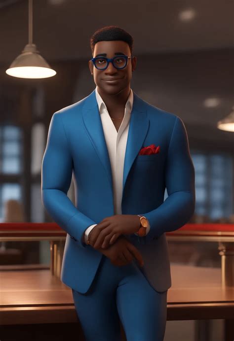 Pixar Disney cartoon character of a black man with black glasses ...