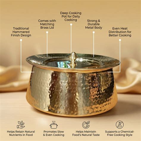 Brass Patila with Lid – Pure Brass Cookware | Raj Gharana Metals