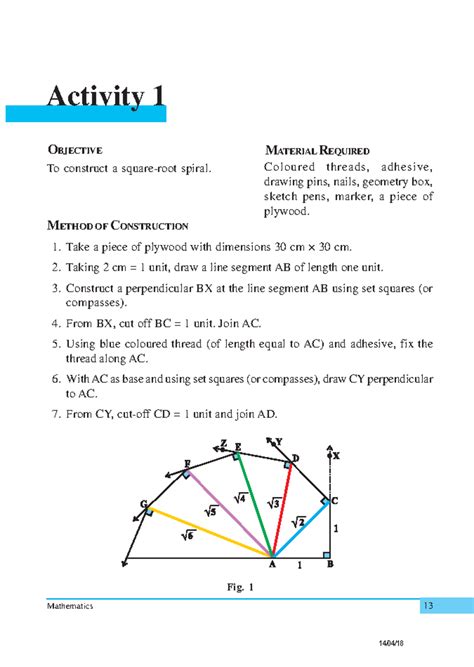 Maths Lab Activities Class IX for Summer Vacation - Mathematics 13 ...