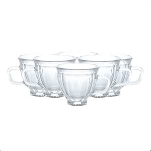Yera Set of 6 Transparent Cups for Tea and Coffee - 180ml Capacity ...