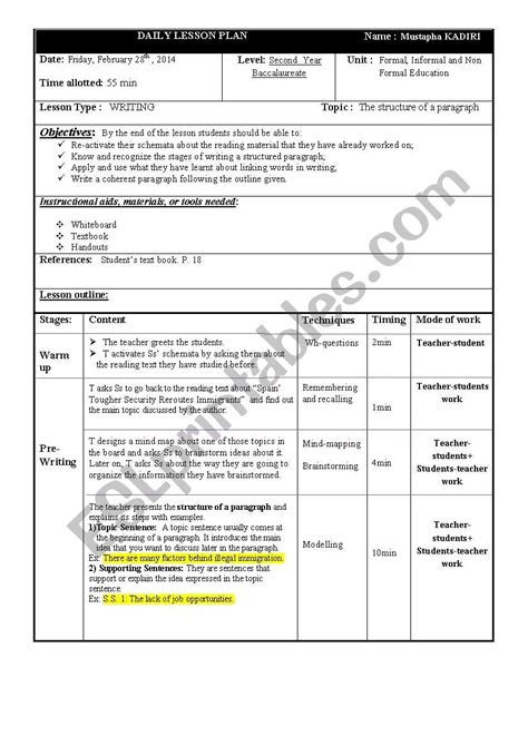 Image result for Paragraph Writing Lesson Plan