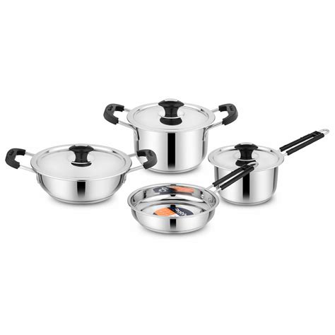 Buy Prabha Stainless Steel Induction Base - 7-Piece Combo Set for ...