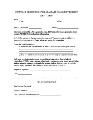 Fillable Online fcps Post Grad Transcript Request Form - fcps Fax Email ...