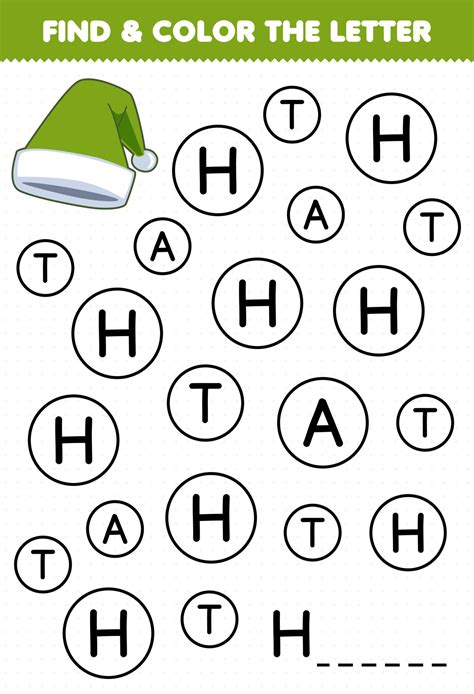 Education game for children find and color letter H for hat printable ...