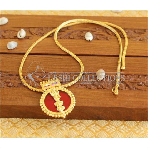 Kerala style Red palakka Temple pendant M1011 – Urshi Collections