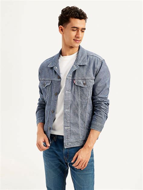 Men's Solid Blue Spread Collar Denim Jacket – Levis India Store
