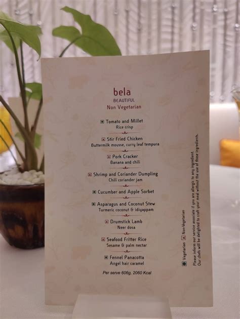 Menu at Avartana, Kolkata