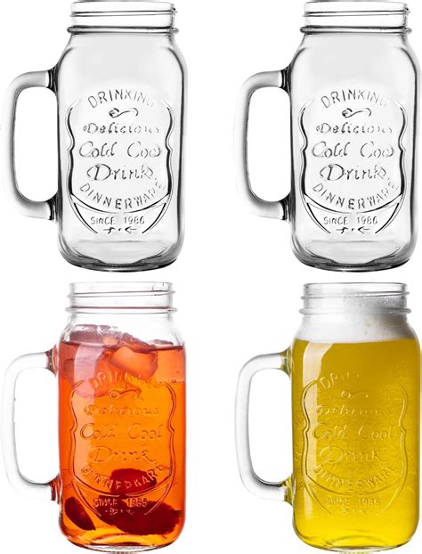 Amazon.com: QWEZXO 24 OZ Mason Jar Drinking Glasses for Party Beverages ...