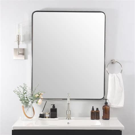 Amazon.com: ANDY STAR Chrome Bathroom Mirror, 30x36’’ Rounded Rectangle ...