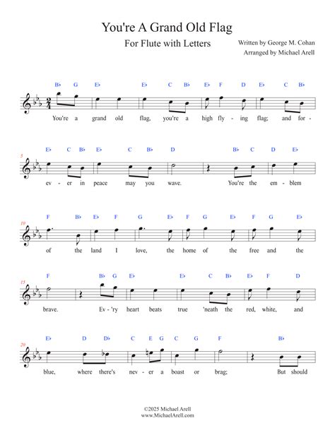 You're A Grand Old Flag for Flute (arr. Michael Arell) by George M ...