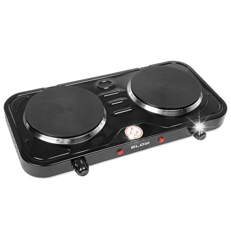 Plita electrica portabila Blow, 2 plite, 2x1000W, 43x23.5x7cm, neagra - eMAG.ro