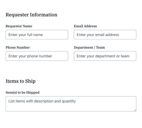 Image result for Shipping Request Form