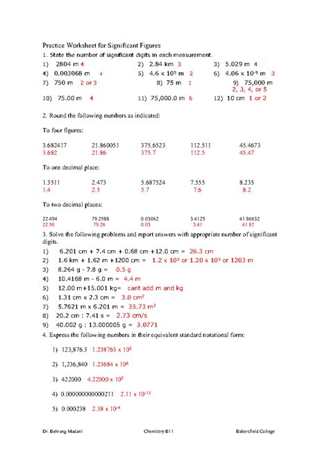 Significant Figures Worksheet With Answers - Proworksheet