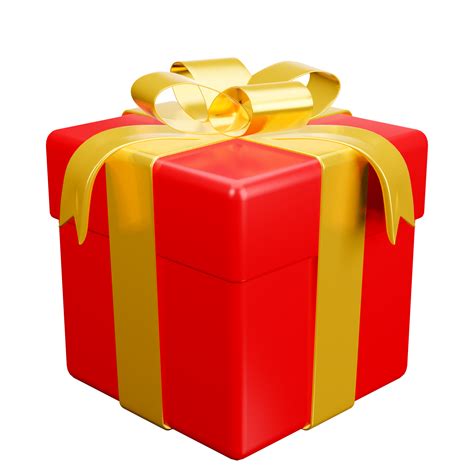 Red gift box with gold ribbon christmas party png. 3d rendering ...