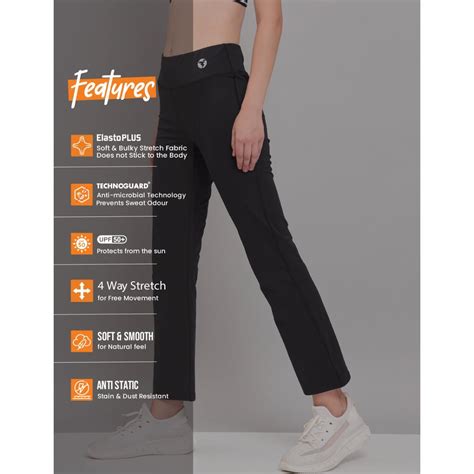 Buy Technosport Black Solid Straight Fit Trackpant Online