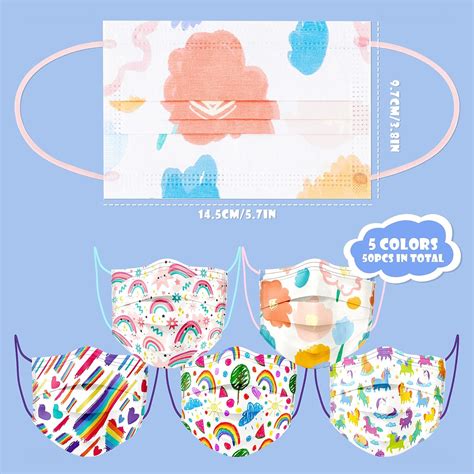 Buy NiHealth 50-Pack Kids' Face Masks Watercolor Rainbow Tomorotec ...