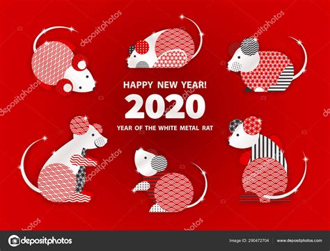 2020鼠年喜庆贺卡设计模板PSD素材_大图网图片素材