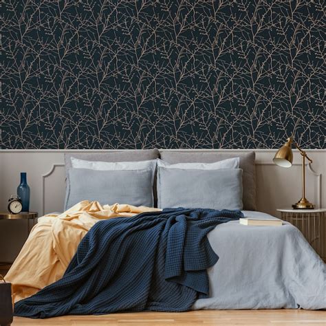 Superfresco Easy Prestige 56-sq ft Navy/Copper Vinyl Textured Floral ...