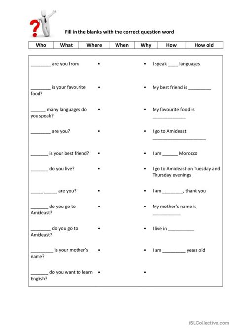 General Question Worksheet 的图像结果