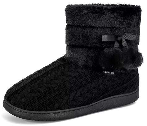 JEBUKTXE Women's Knit Slipper Boots, Plush Fleece Lined, Memory Foam ...