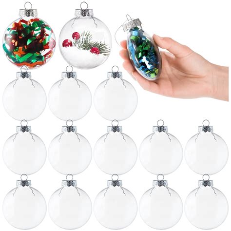 Kingrol 15 Pack Ornament Discs, 3.15 Inch Clear Plastic Fillable ...