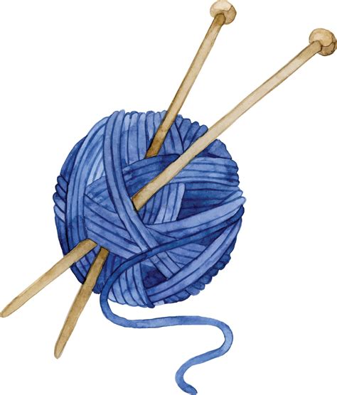 watercolor drawing. a ball of wool and knitting needles. needlework ...